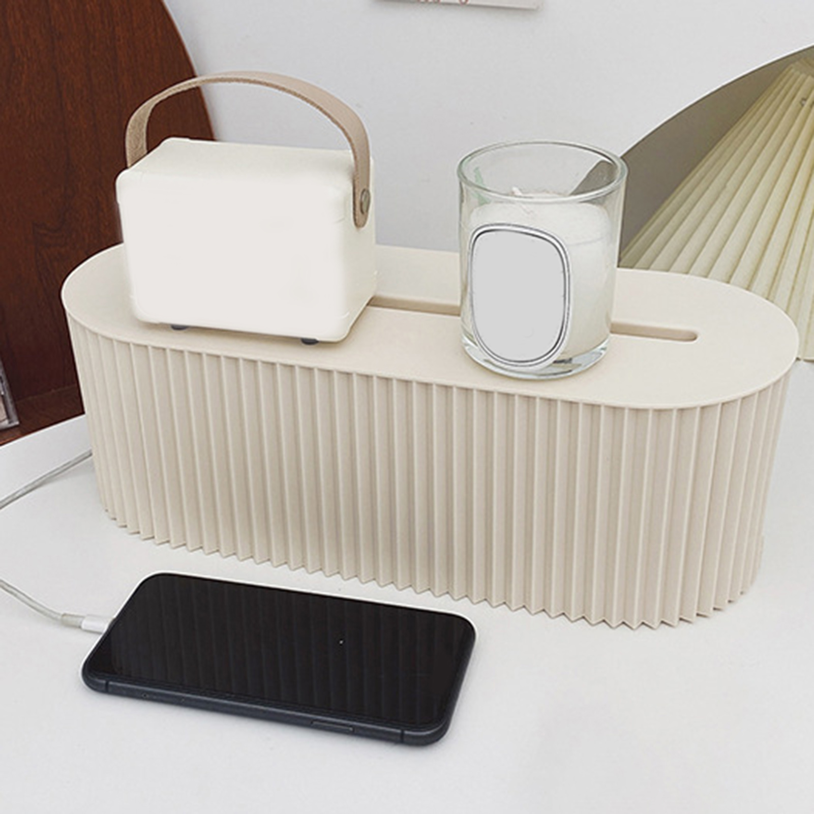 Boîte De Rangement De Câbles En Bois Avec Couvercle, Carte D'alimentation Cachée Et Câble, Boîte De Gestion Des Câbles Pour La Maison Et Le Bureau - 29 X 14 X 13,5 Cm