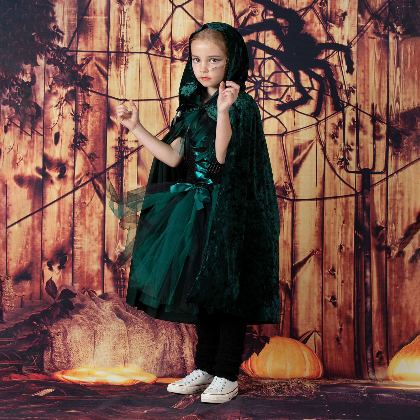 Cape à Capuche Longue Unisexe Pour Halloween Et Cosplay - Style Vintage, Velours Polyester